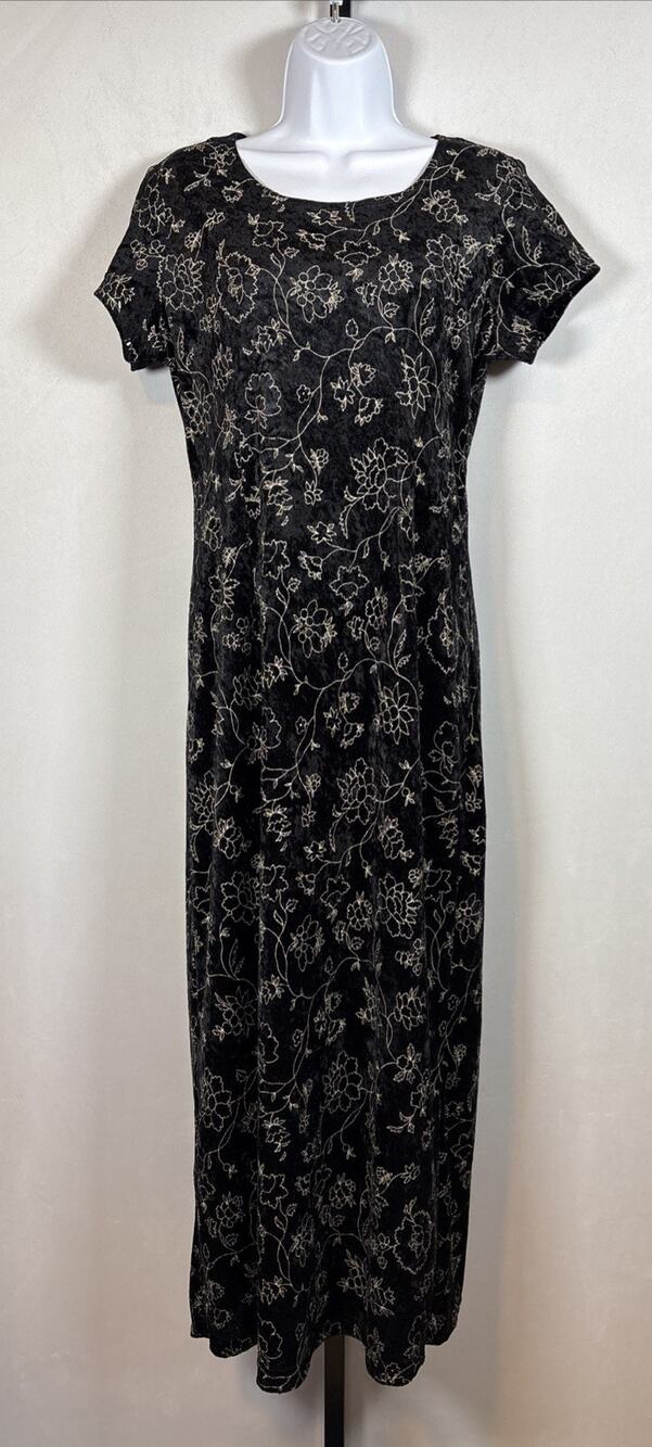 Especially Yours Velvet Maxi Dress Size 9/10 Black Embroidered Witchy Whimsigoth